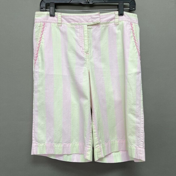 Lilly Pulitzer Women's Shorts Size 8 Pink Green Multicolor Striped - Picture 1 of 5